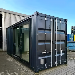 20ft Luxury Container Home Office - Insulated Garden Studio with Sliding Patio Doors & Integrated Blinds