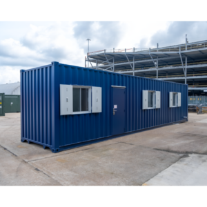 40-Foot High Cube Mobile Office - Insulated Prefabricated Module with Electrical System and Vandal-Proof Shutters