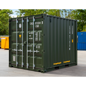 10-Foot Container - Green - CSC Certified Corten Steel with Lockbox and Marine Floor